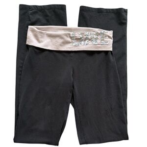 Pink By Victoria’s Secret Woman’s XS Fold Over Flared Pink Sequin leggings